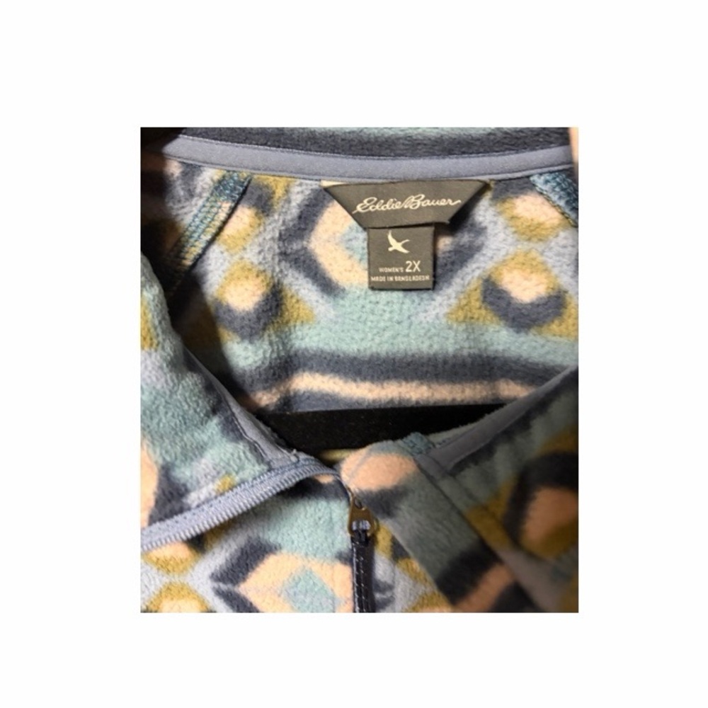 Eddie Bauer Geometric Fleece Quarter Zip Pullover Sweater - Picture 3 of 4